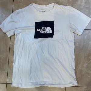 White Navy Blue North Face Short Sleeve Tee Shirt Medium